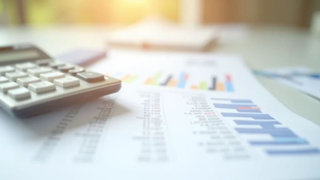 Calculadora junto a listados de gastos impresos sobre una mesa de trabajo